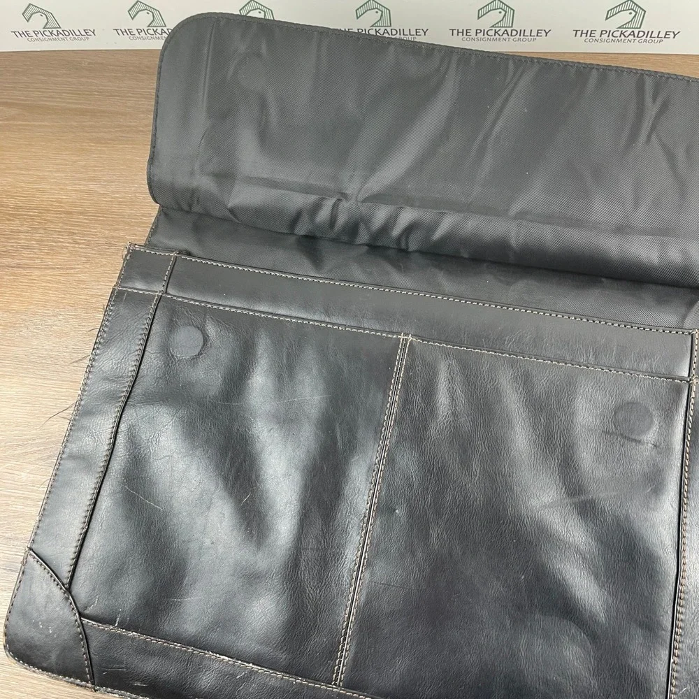 Wilsons Leather Briefcase Black Genuine Leather Double Buckle‎ Messenger Bag